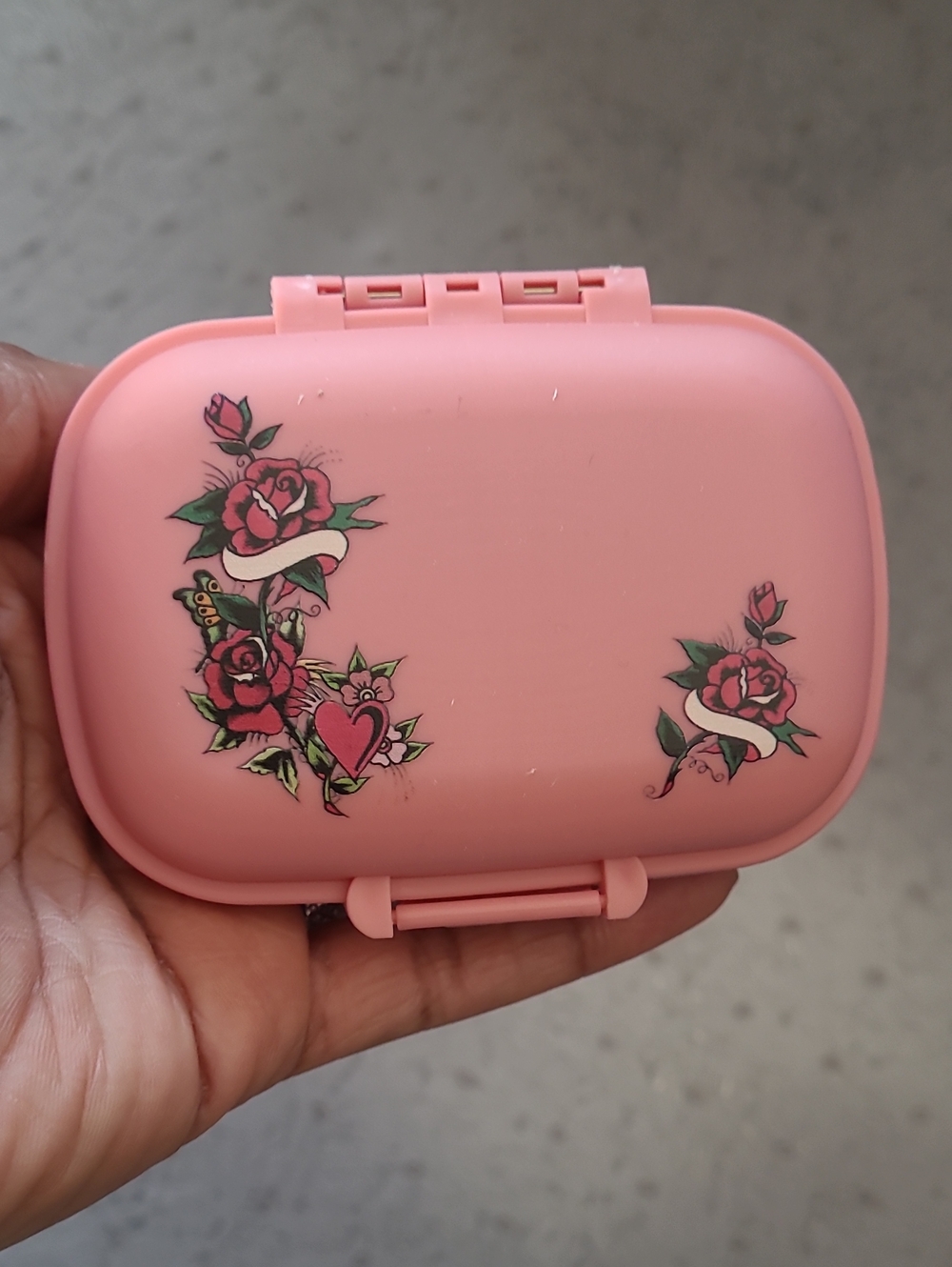 Ed Hardy Pink Floral Pill Organizer Case